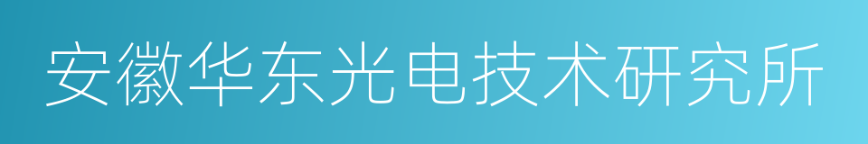 安徽华东光电技术研究所的同义词