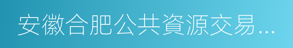 安徽合肥公共資源交易中心的同義詞