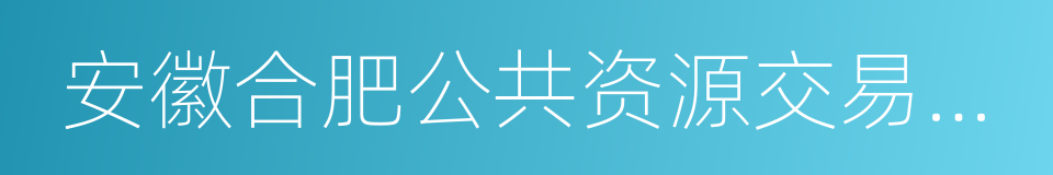 安徽合肥公共资源交易中心的同义词