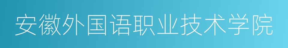 安徽外国语职业技术学院的同义词