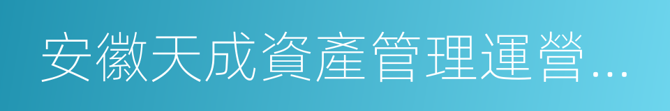 安徽天成資產管理運營有限公司的同義詞