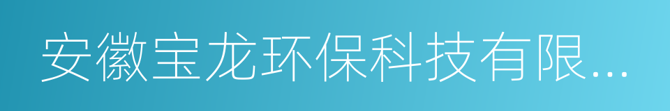 安徽宝龙环保科技有限公司的同义词