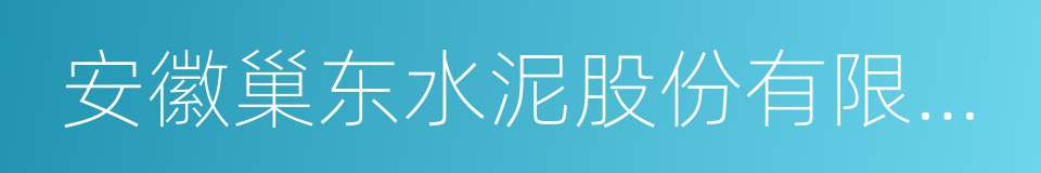 安徽巢东水泥股份有限公司的同义词