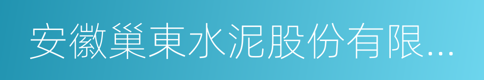 安徽巢東水泥股份有限公司的同義詞