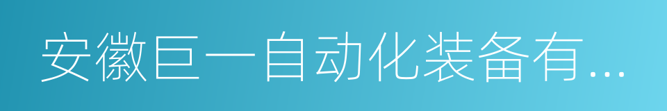 安徽巨一自动化装备有限公司的同义词