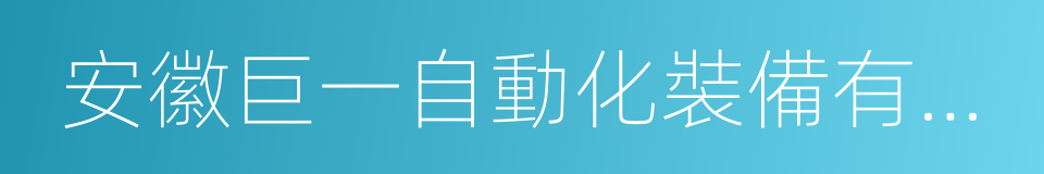 安徽巨一自動化裝備有限公司的同義詞