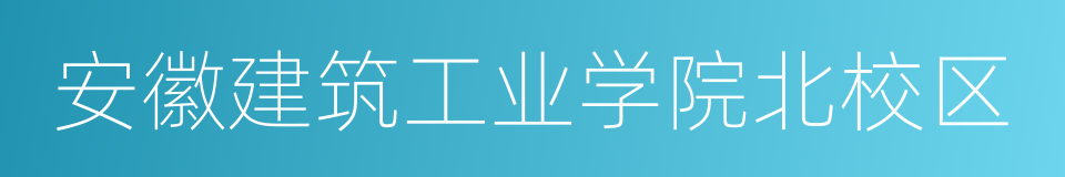 安徽建筑工业学院北校区的同义词