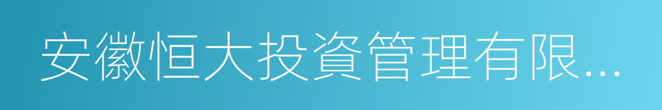 安徽恒大投資管理有限公司的同義詞