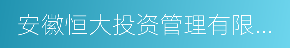 安徽恒大投资管理有限公司的同义词