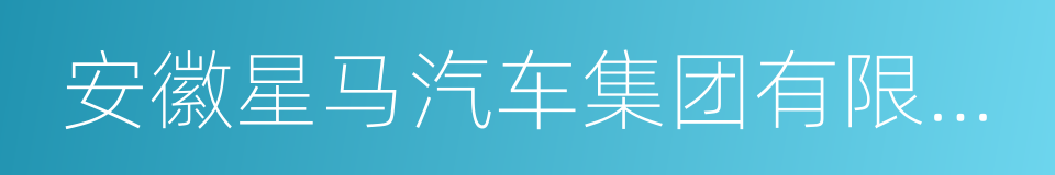 安徽星马汽车集团有限公司的同义词