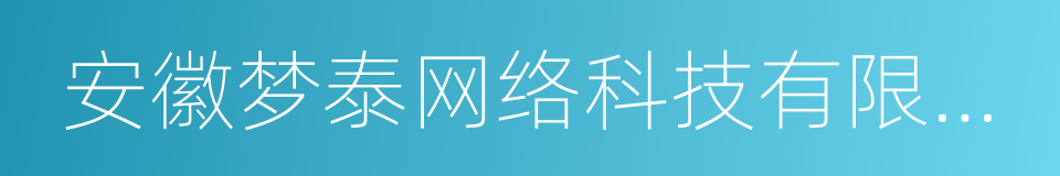 安徽梦泰网络科技有限公司的同义词