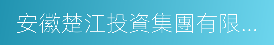 安徽楚江投資集團有限公司的同義詞