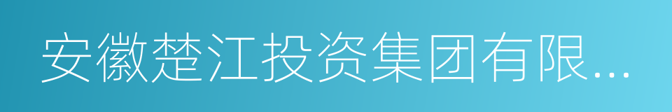 安徽楚江投资集团有限公司的同义词