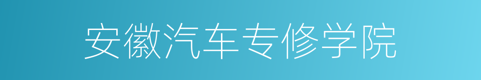安徽汽车专修学院的同义词