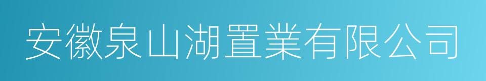 安徽泉山湖置業有限公司的同義詞