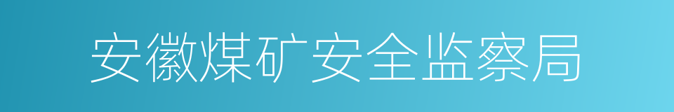 安徽煤矿安全监察局的同义词