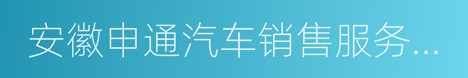 安徽申通汽车销售服务有限公司的同义词