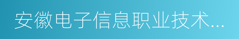 安徽电子信息职业技术学院的同义词