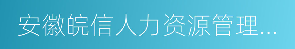 安徽皖信人力资源管理有限公司的同义词