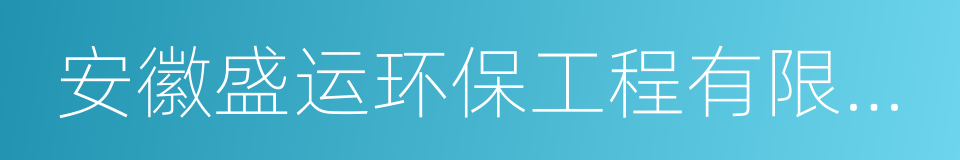 安徽盛运环保工程有限公司的同义词