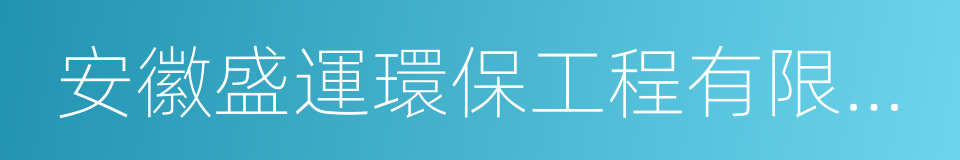 安徽盛運環保工程有限公司的同義詞