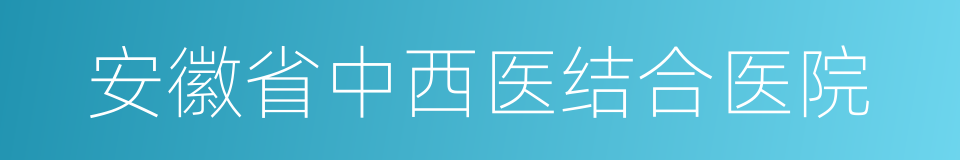 安徽省中西医结合医院的同义词