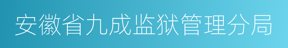 安徽省九成监狱管理分局的同义词