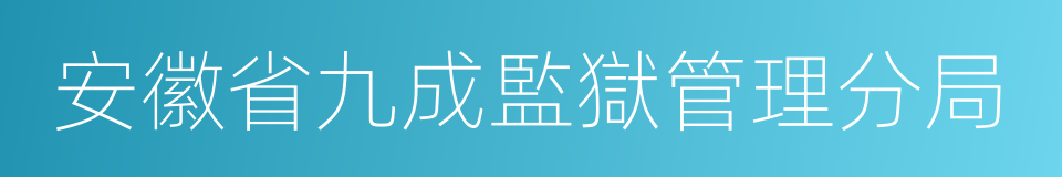 安徽省九成監獄管理分局的同義詞