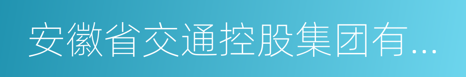 安徽省交通控股集团有限公司的同义词