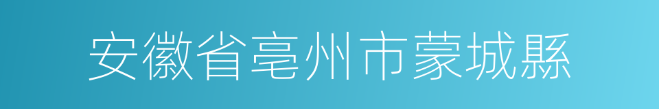 安徽省亳州市蒙城縣的同義詞