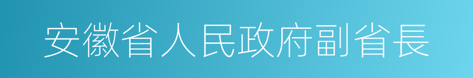 安徽省人民政府副省長的同義詞