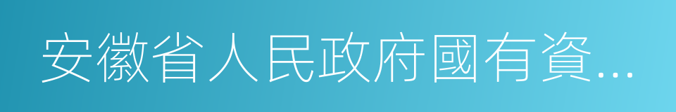 安徽省人民政府國有資產監督管理委員會的同義詞