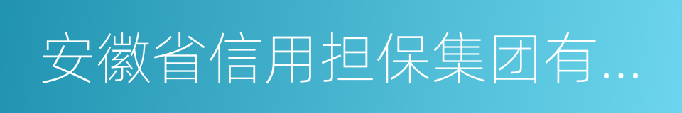 安徽省信用担保集团有限公司的同义词