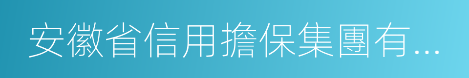 安徽省信用擔保集團有限公司的同義詞