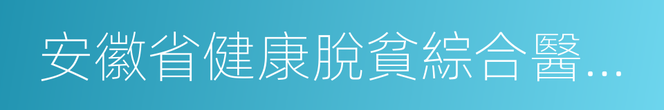 安徽省健康脫貧綜合醫療保障實施細則的同義詞