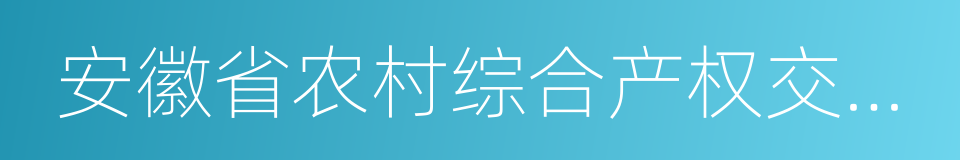 安徽省农村综合产权交易所的同义词