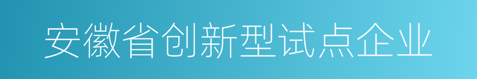 安徽省创新型试点企业的同义词