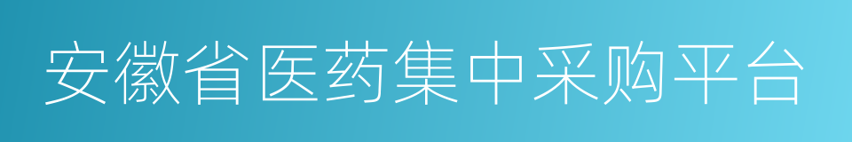 安徽省医药集中采购平台的同义词