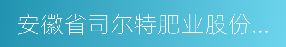 安徽省司尔特肥业股份有限公司的同义词