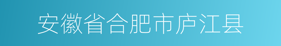 安徽省合肥市庐江县的同义词