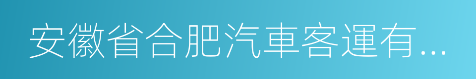 安徽省合肥汽車客運有限公司的同義詞