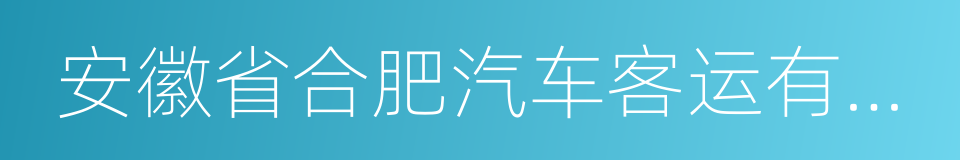 安徽省合肥汽车客运有限公司的同义词