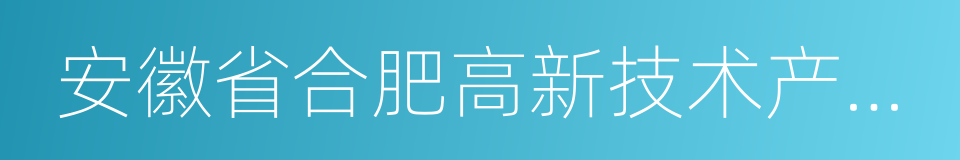 安徽省合肥高新技术产业开发区的同义词