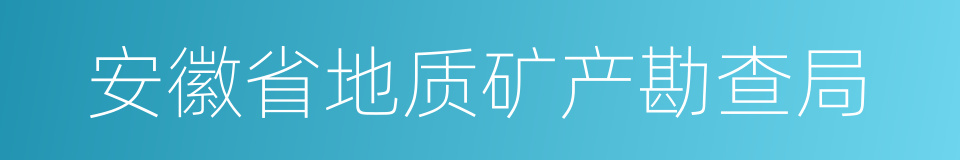 安徽省地质矿产勘查局的同义词