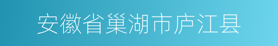 安徽省巢湖市庐江县的同义词