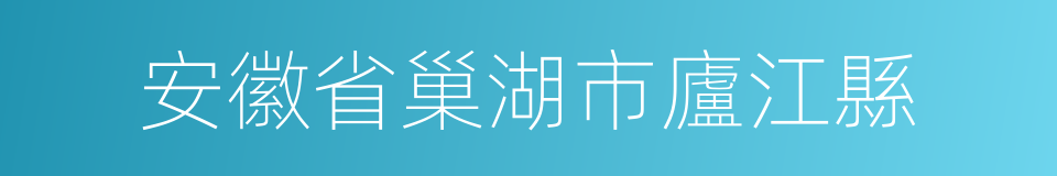 安徽省巢湖市廬江縣的同義詞