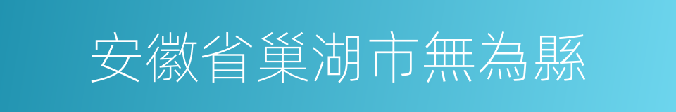 安徽省巢湖市無為縣的同義詞