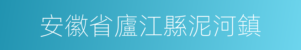 安徽省廬江縣泥河鎮的意思