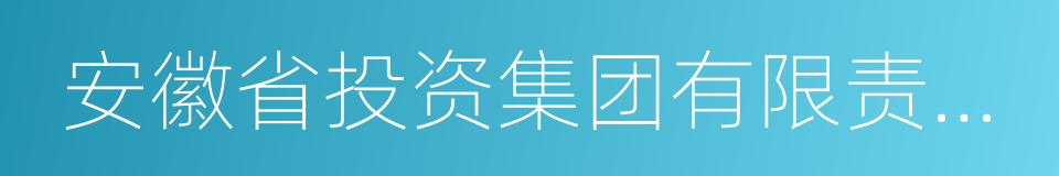 安徽省投资集团有限责任公司的同义词