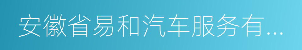 安徽省易和汽车服务有限公司的同义词